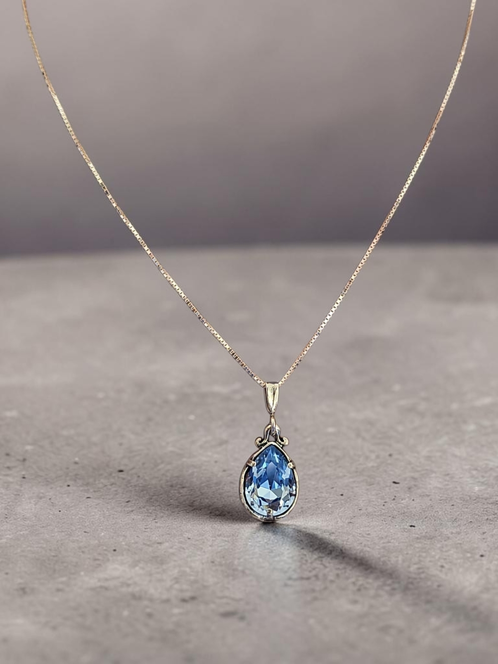 Nwt Noa Zuman Delicate Blue Teardrop Pendant Necklace - Women's Jewelry - Picture 2 of 4